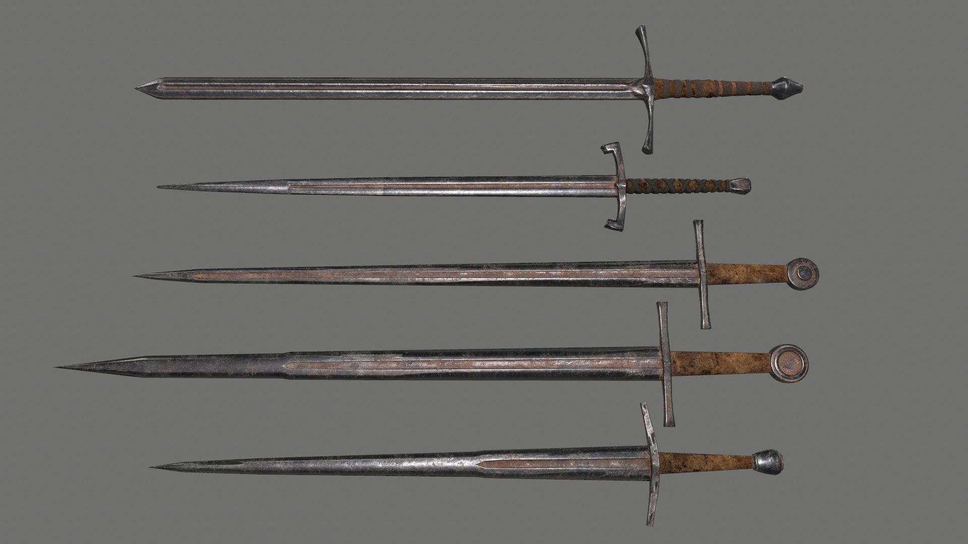 Blacksmith set wooden kitchen with pots and pans Low-poly 3D model_15