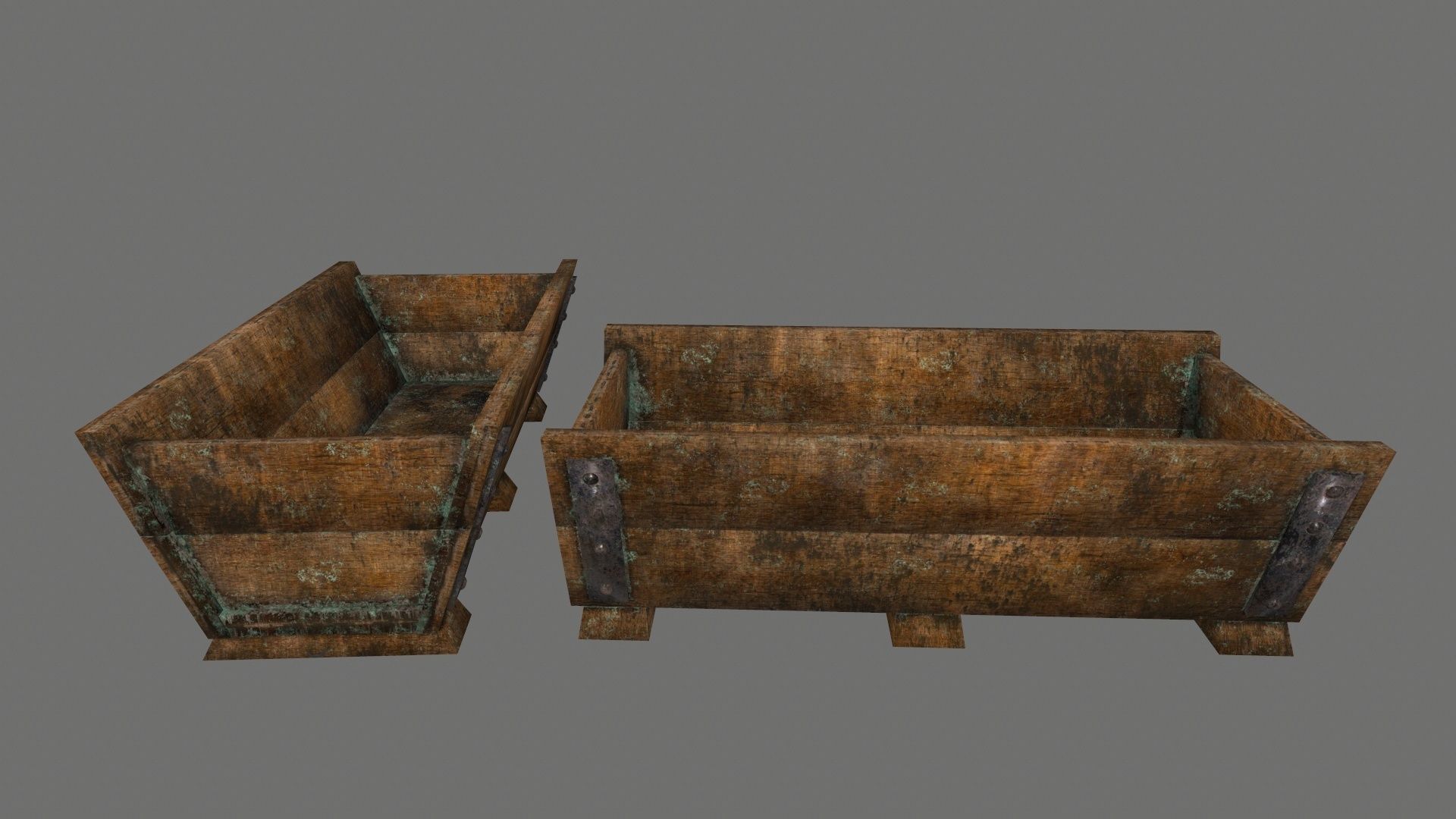 Blacksmith set wooden kitchen with pots and pans Low-poly 3D model_14