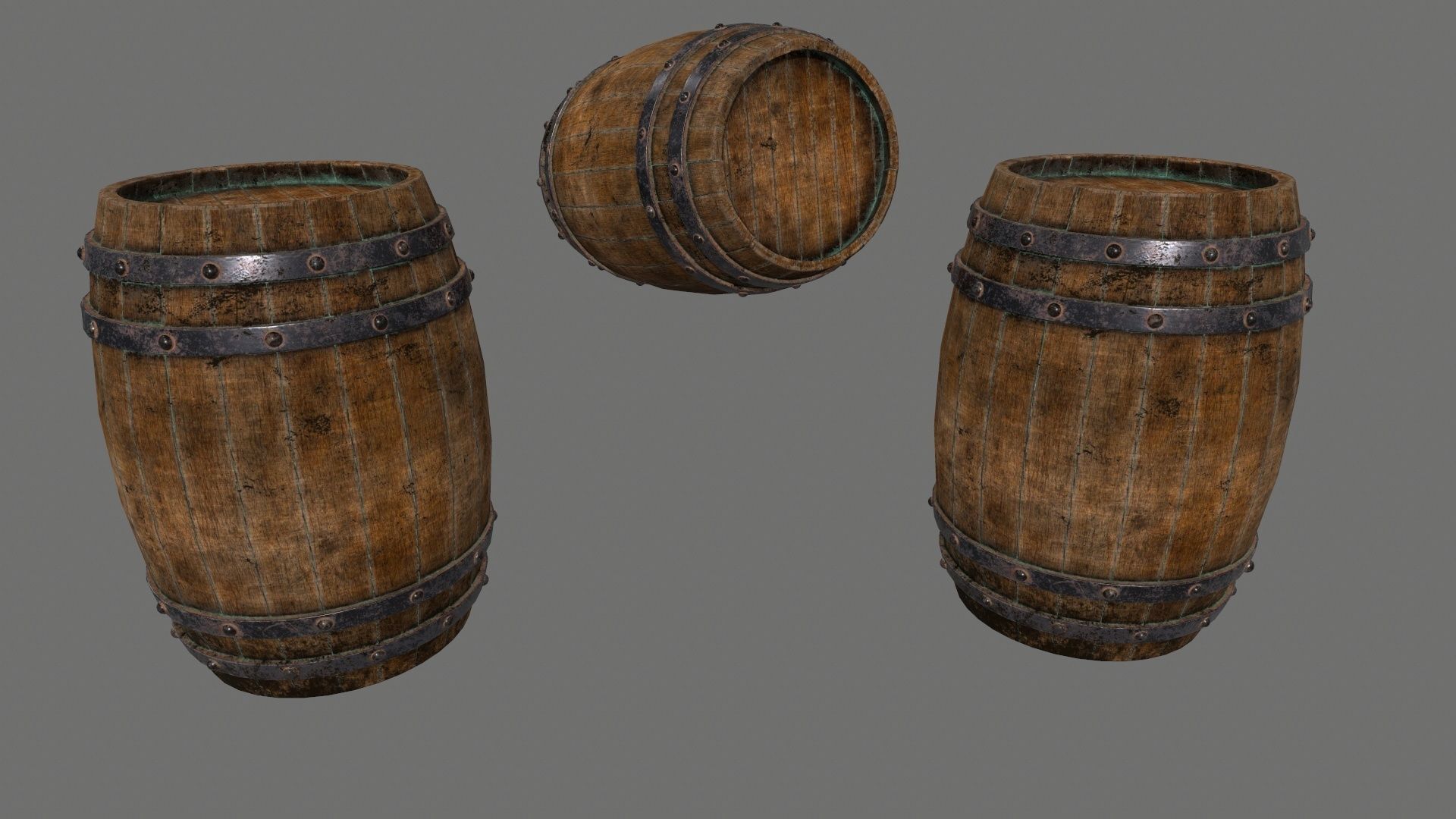 Blacksmith set wooden kitchen with pots and pans Low-poly 3D model_11