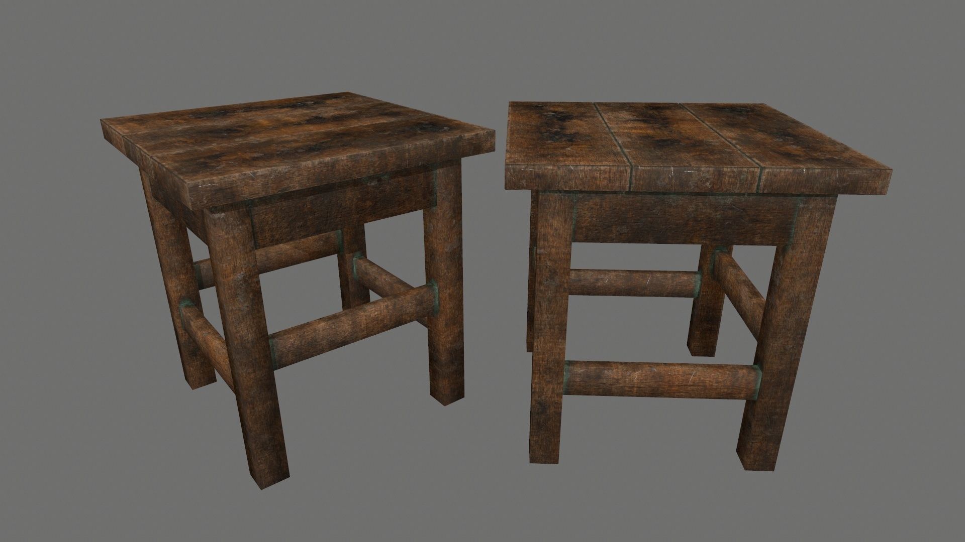 Blacksmith set wooden kitchen with pots and pans Low-poly 3D model_24