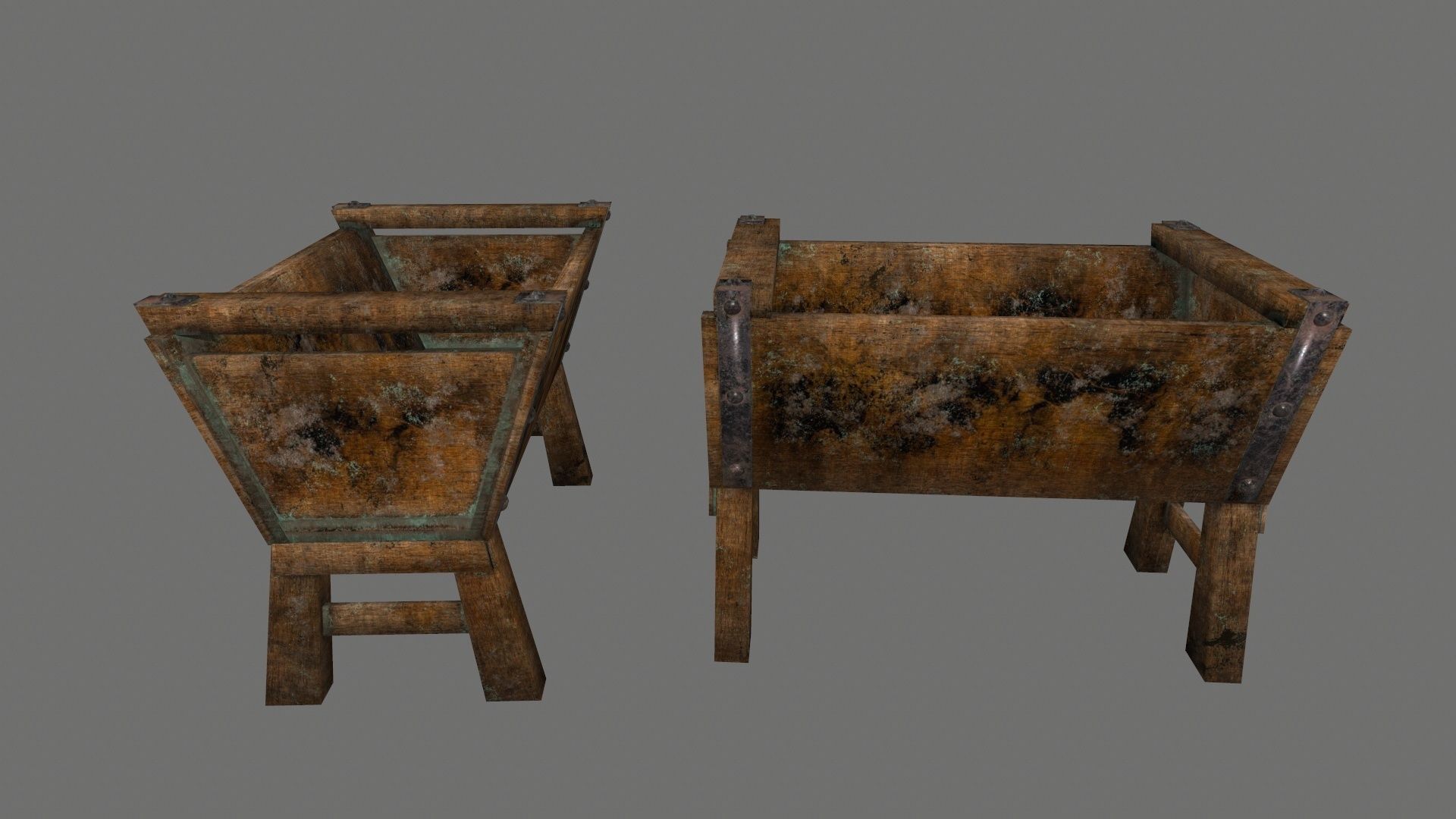 Blacksmith set wooden kitchen with pots and pans Low-poly 3D model_23