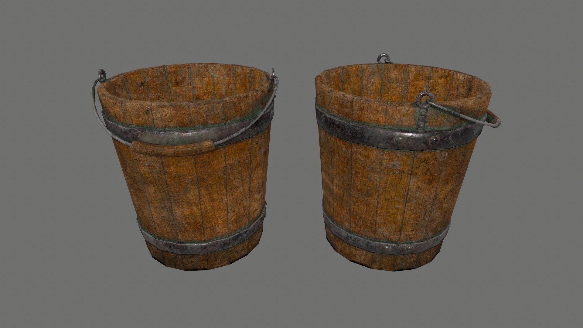 Blacksmith set wooden kitchen with pots and pans Low-poly 3D model_19