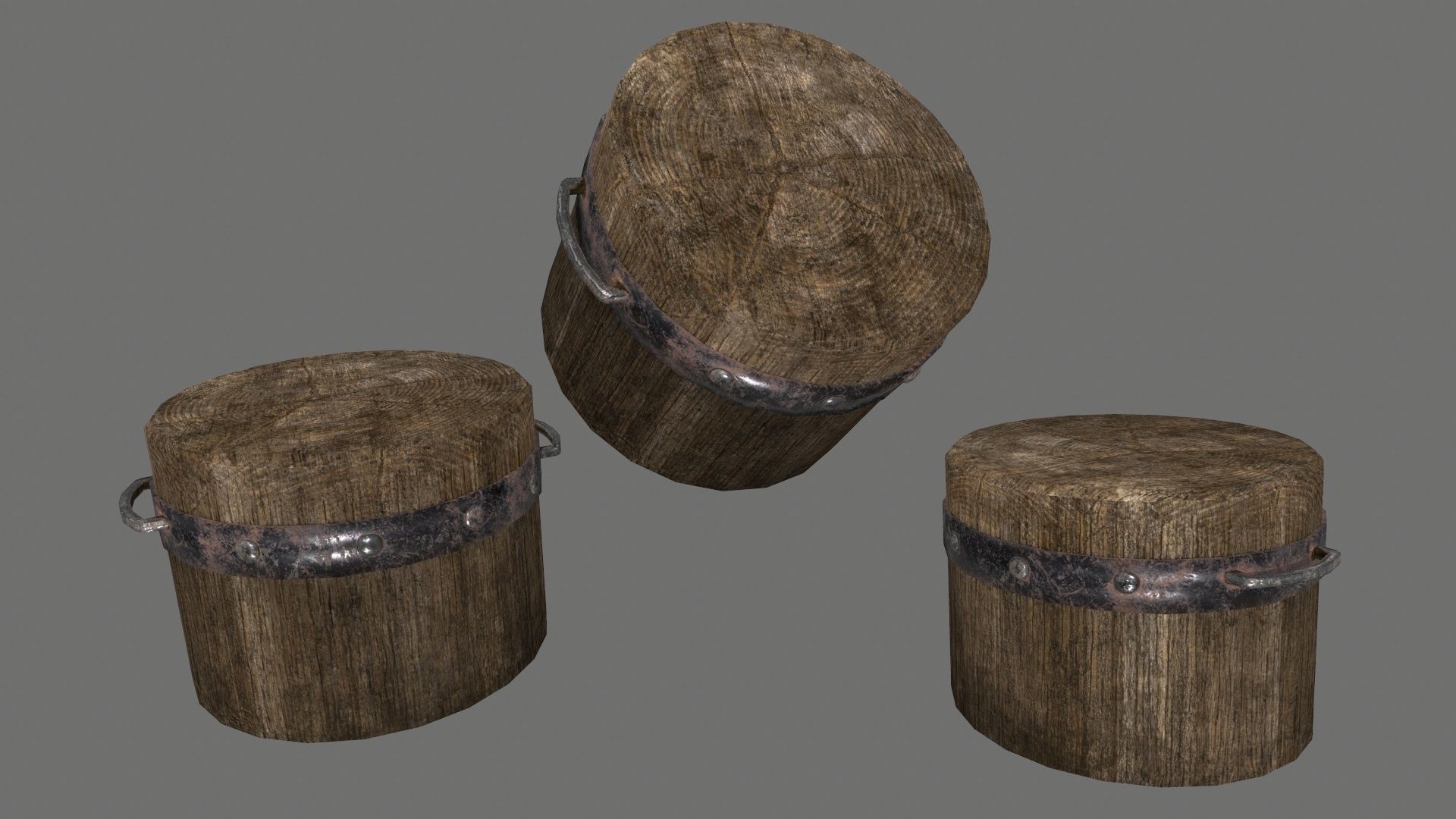 Blacksmith set wooden kitchen with pots and pans Low-poly 3D model_12