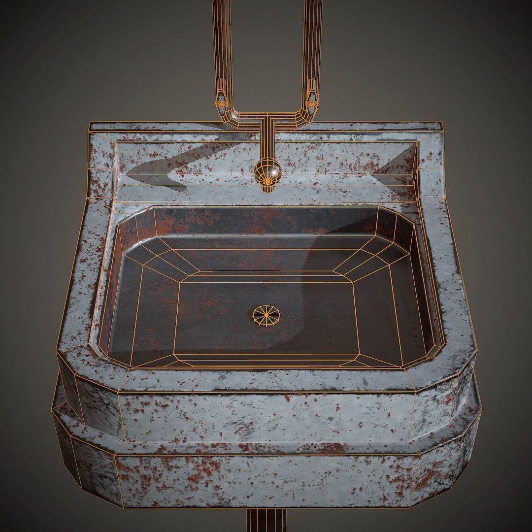 Old Washstand PBR Low Poly Low-poly 3D model_6