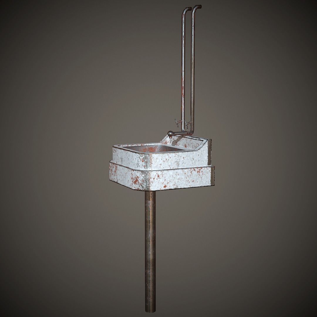 Old Washstand PBR Low Poly Low-poly 3D model_3