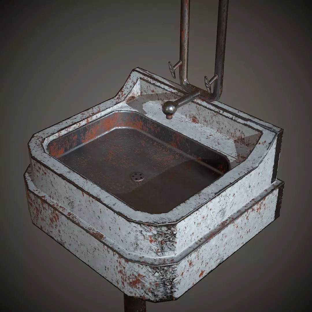 Old Washstand PBR Low Poly Low-poly 3D model_0