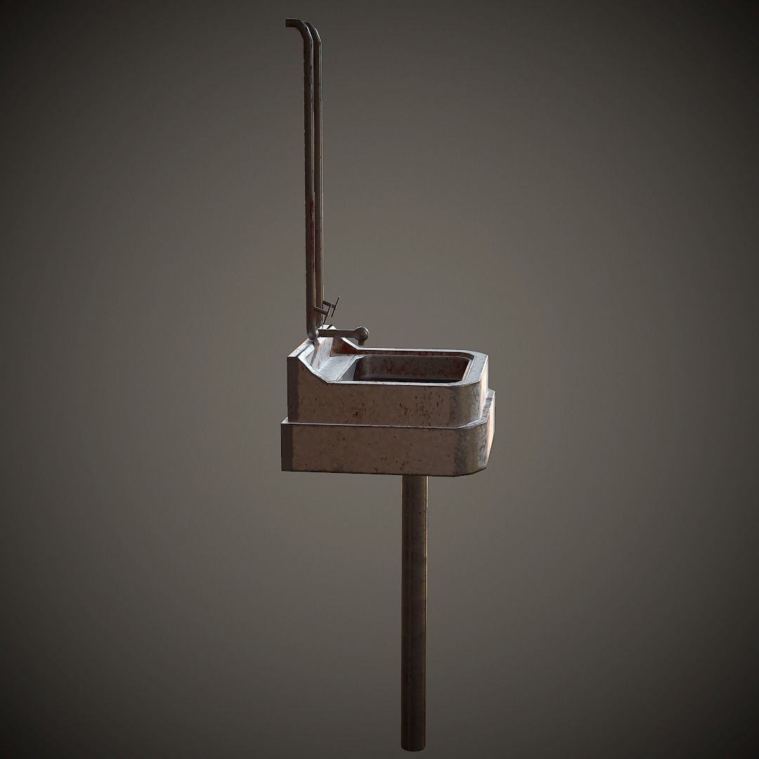 Old Washstand PBR Low Poly Low-poly 3D model_5