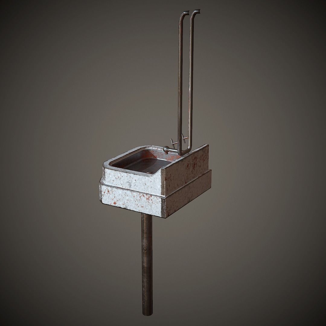 Old Washstand PBR Low Poly Low-poly 3D model_4