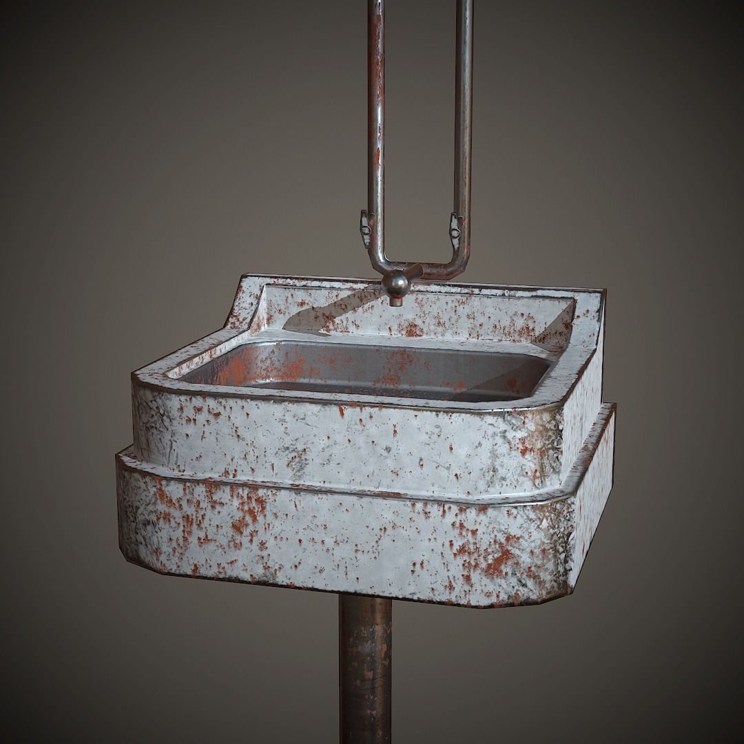 Old Washstand PBR Low Poly Low-poly 3D model_1