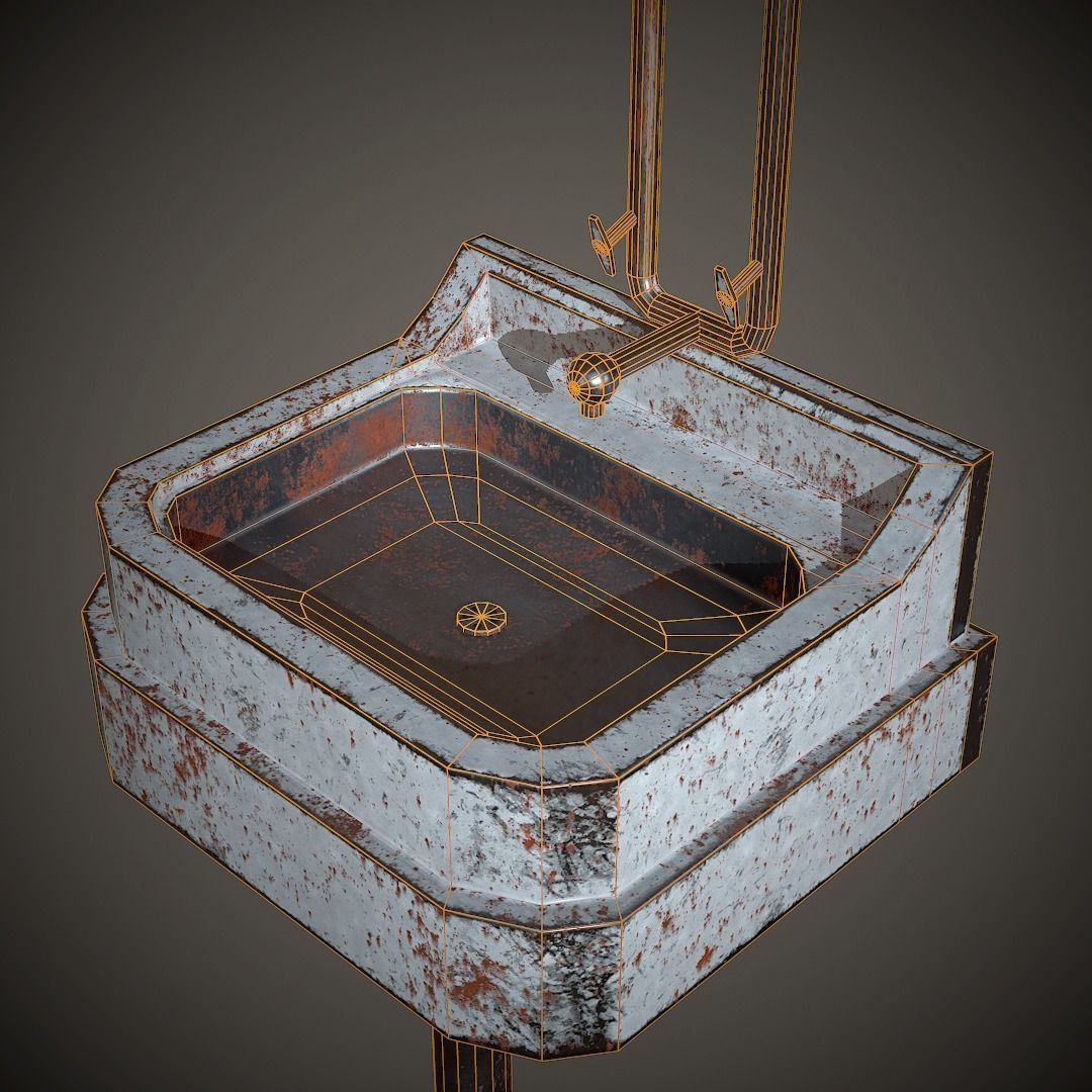 Old Washstand PBR Low Poly Low-poly 3D model_7