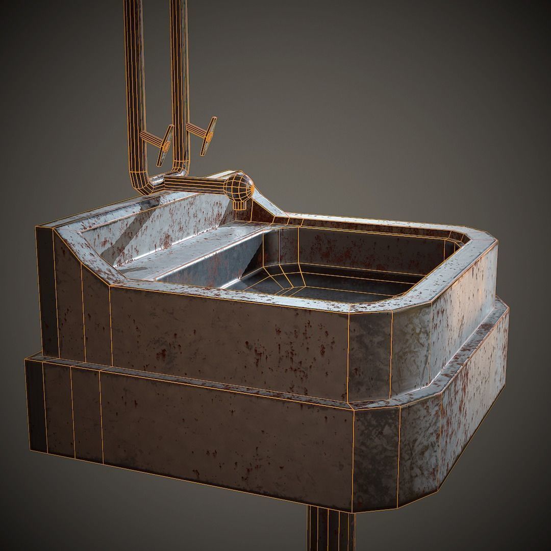 Old Washstand PBR Low Poly Low-poly 3D model_8