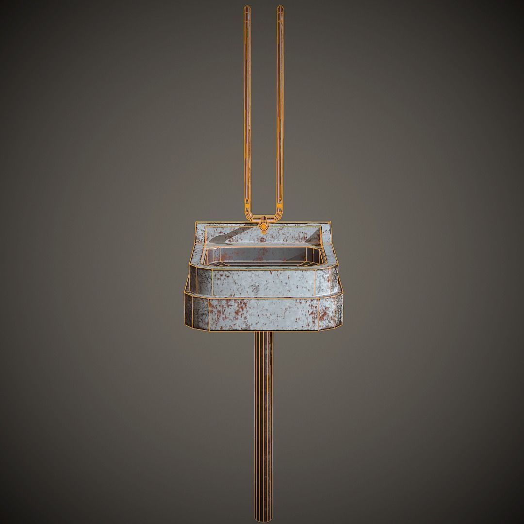 Old Washstand PBR Low Poly Low-poly 3D model_9