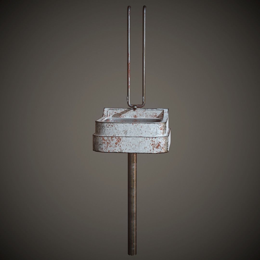 Old Washstand PBR Low Poly Low-poly 3D model_2