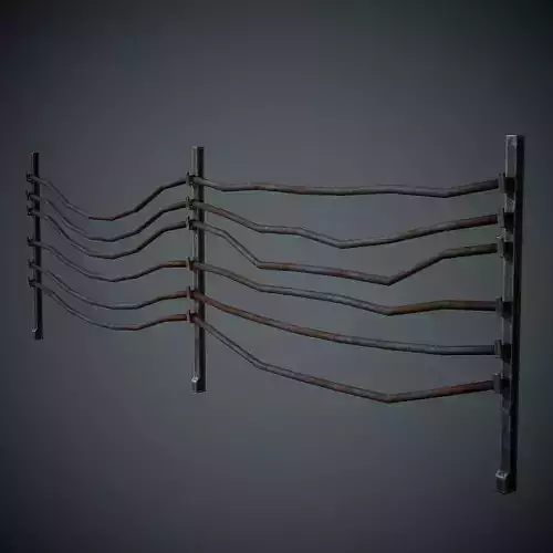 Wires PBR Low Poly fence made of metal