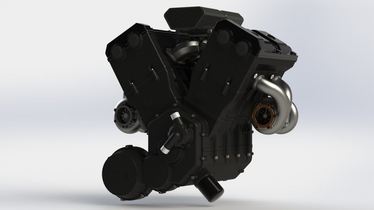 Engine V4 Biturbo 3D model_3