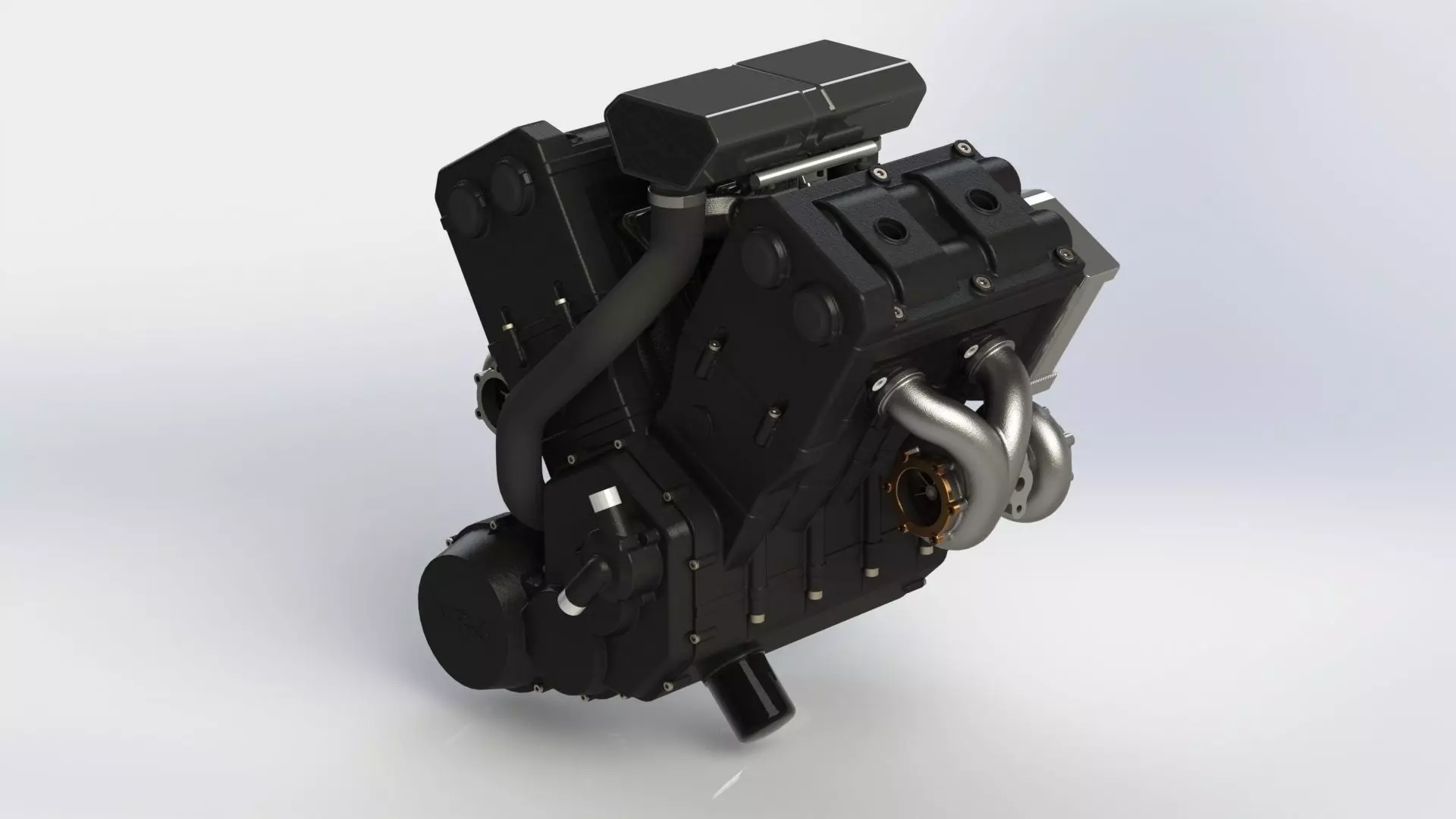 Engine V4 Biturbo 3D model_0
