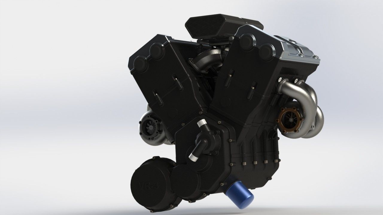 Engine V4 Biturbo 3D model_2
