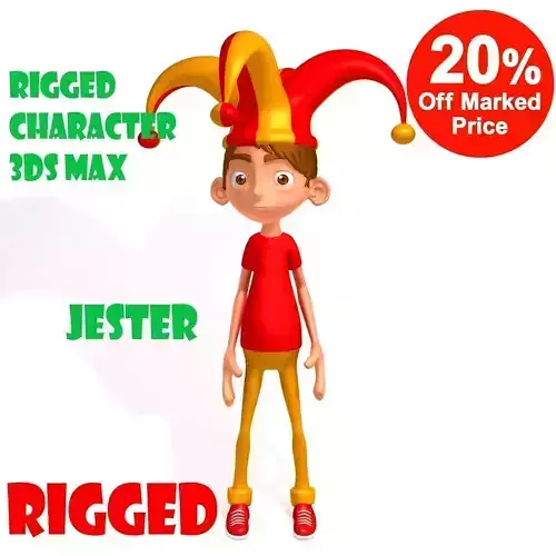 Jester Cartoon Rigged 3D model