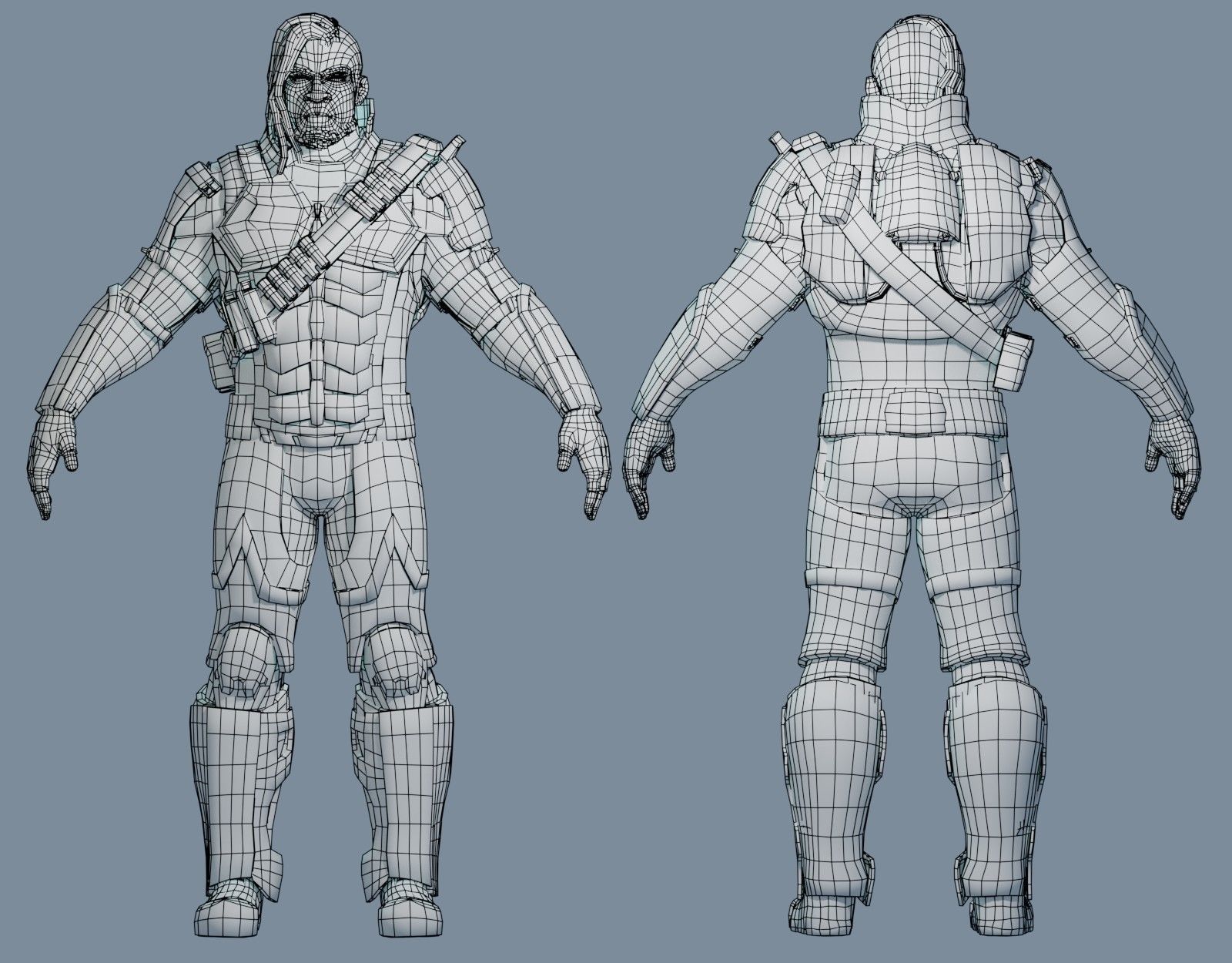 Sci-Fi Assault Hero Low-poly 3D model_9