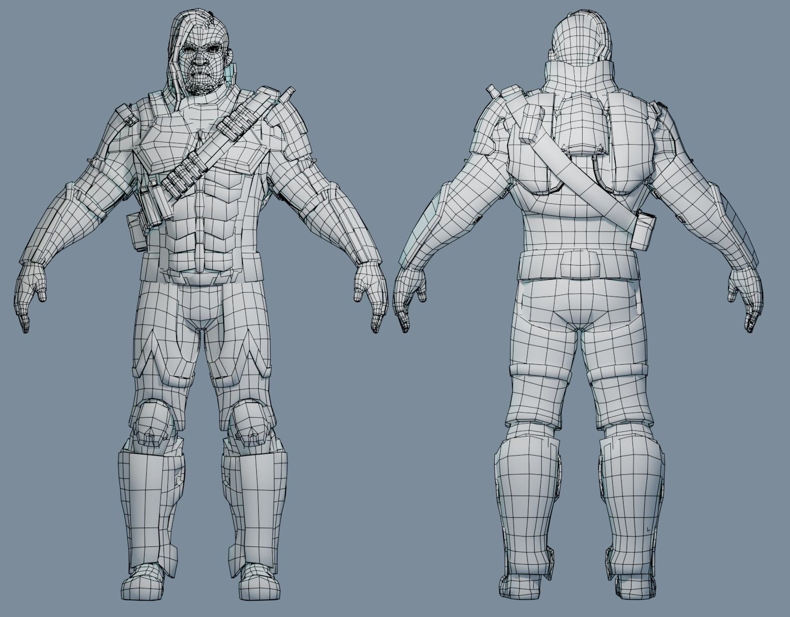 Sci-Fi Assault Hero Low-poly 3D model_11
