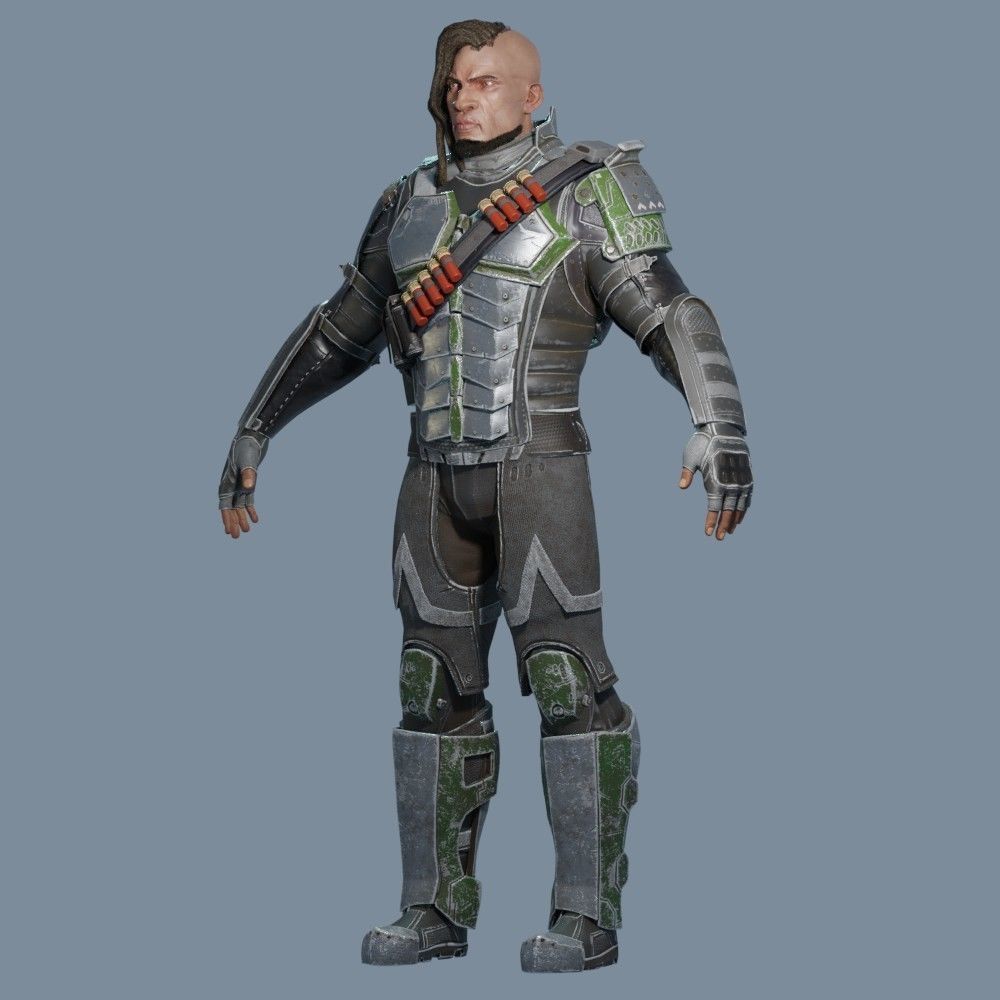 Sci-Fi Assault Hero Low-poly 3D model_1
