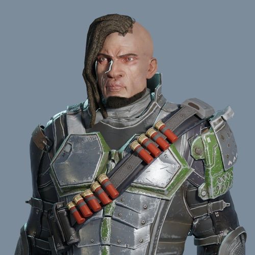 Sci-Fi Assault Hero Low-poly 3D model