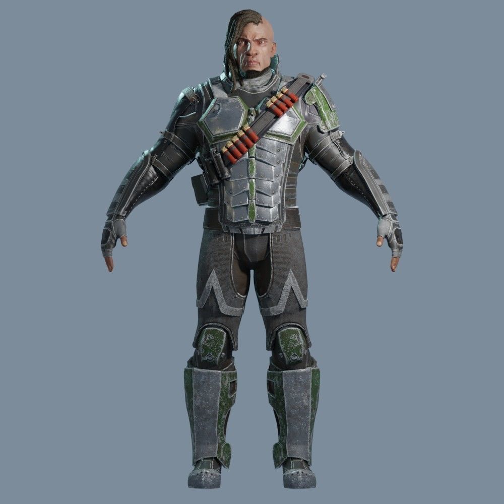 Sci-Fi Assault Hero Low-poly 3D model_3