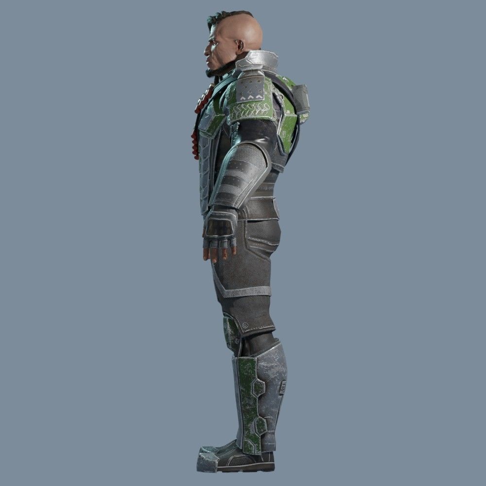 Sci-Fi Assault Hero Low-poly 3D model_2