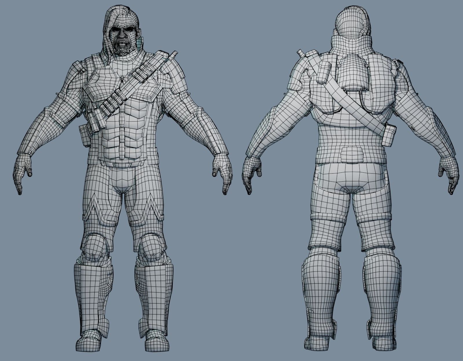 Sci-Fi Assault Hero Low-poly 3D model_10