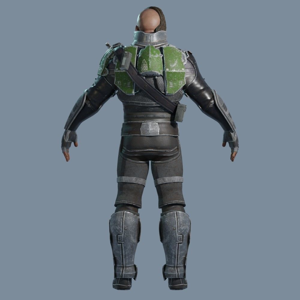 Sci-Fi Assault Hero Low-poly 3D model_5