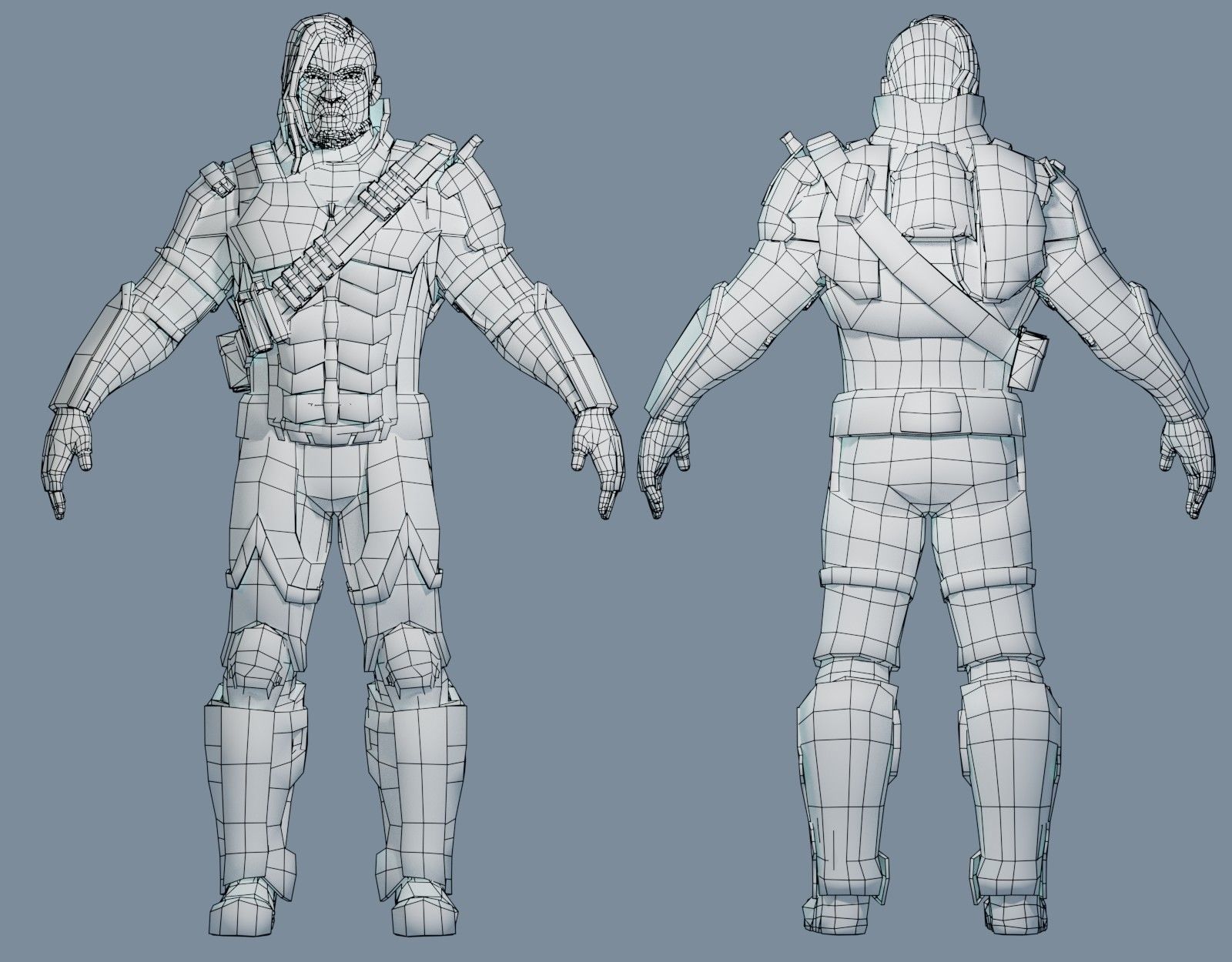 Sci-Fi Assault Hero Low-poly 3D model_8