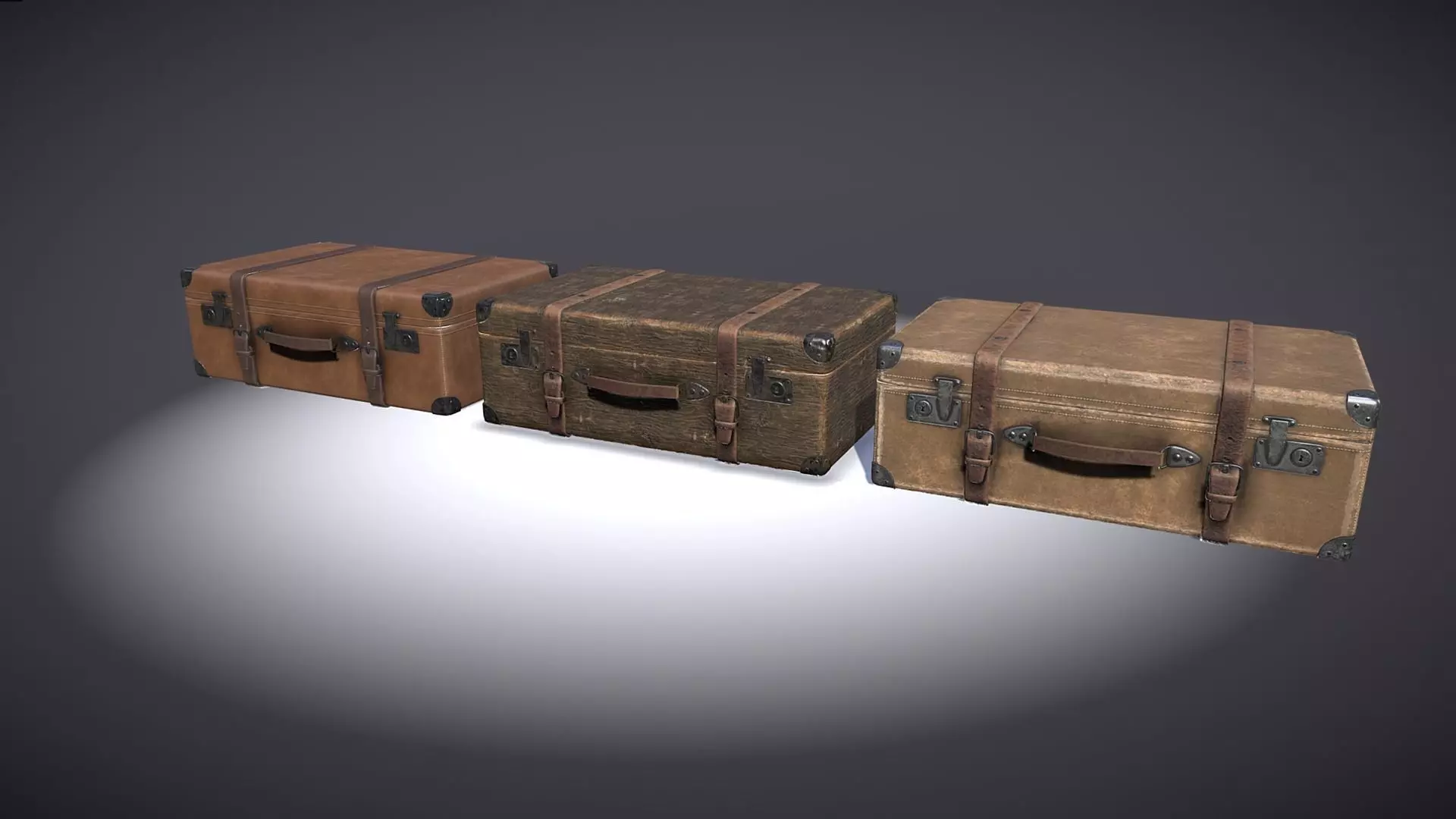 Suitcase 1 vintage suitcases Low-poly 3D model_0