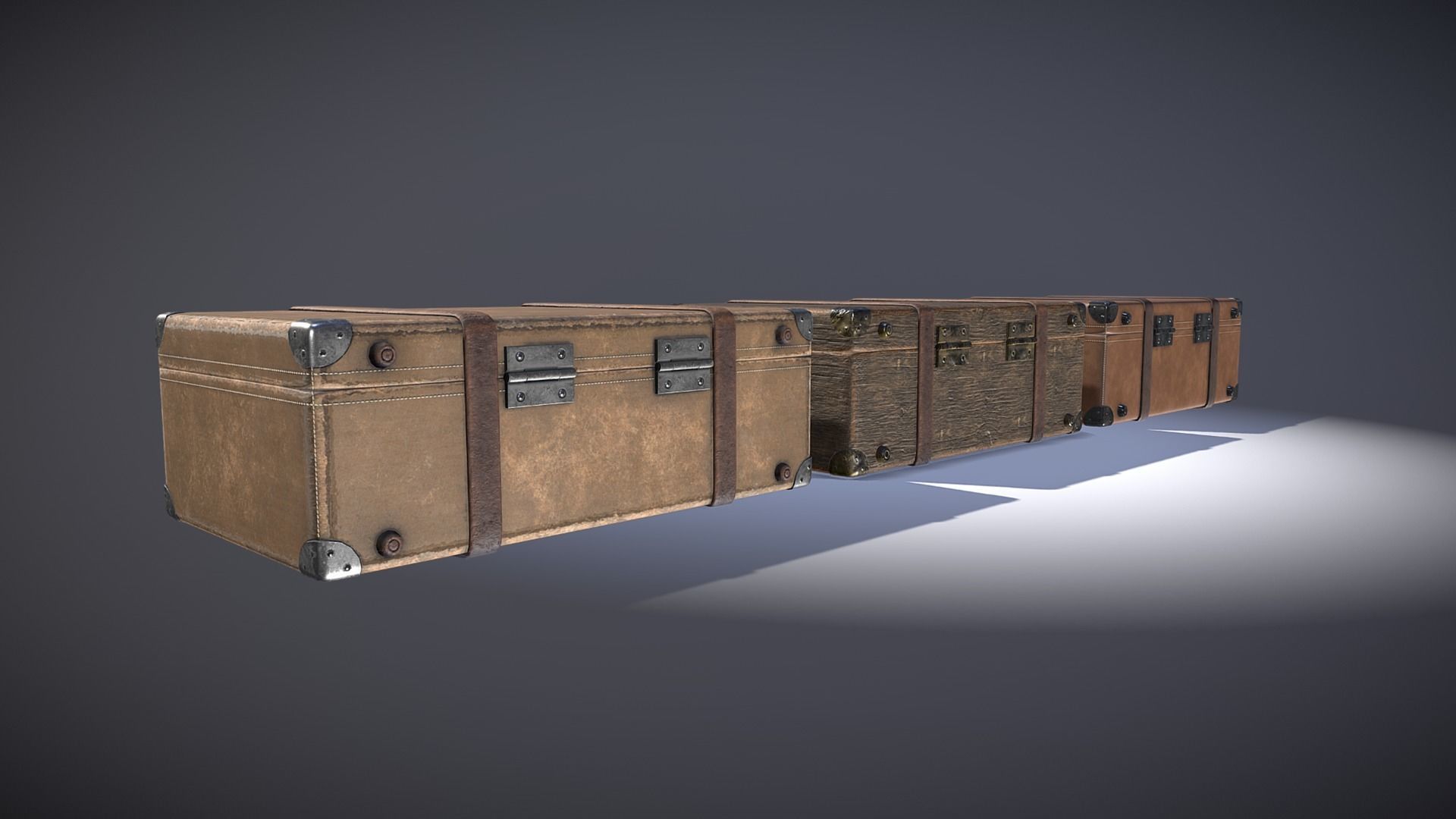 Suitcase 1 vintage suitcases Low-poly 3D model_1