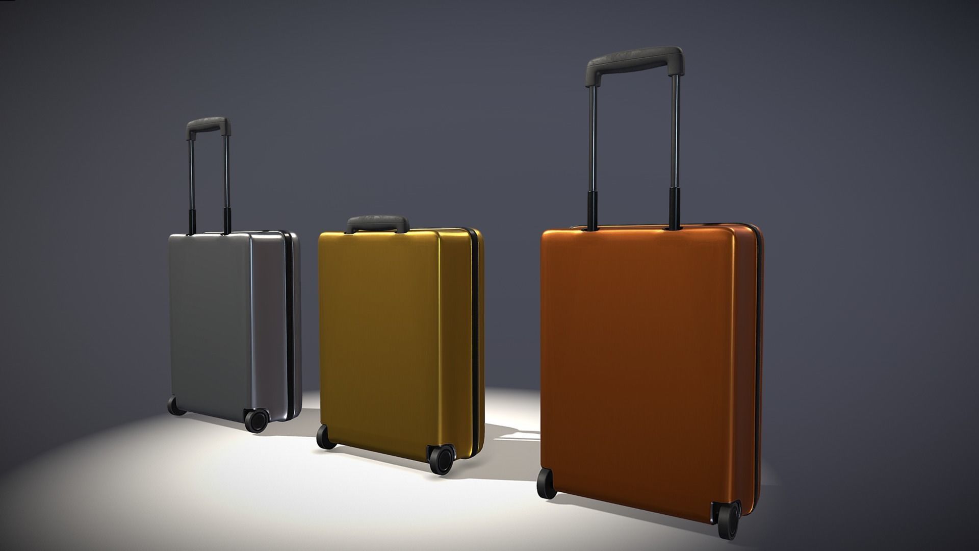 luggage 7 three different colored suitcases Low-poly 3D model_4
