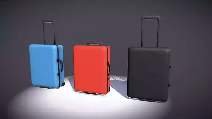Luggage 5 three different colored suitcases