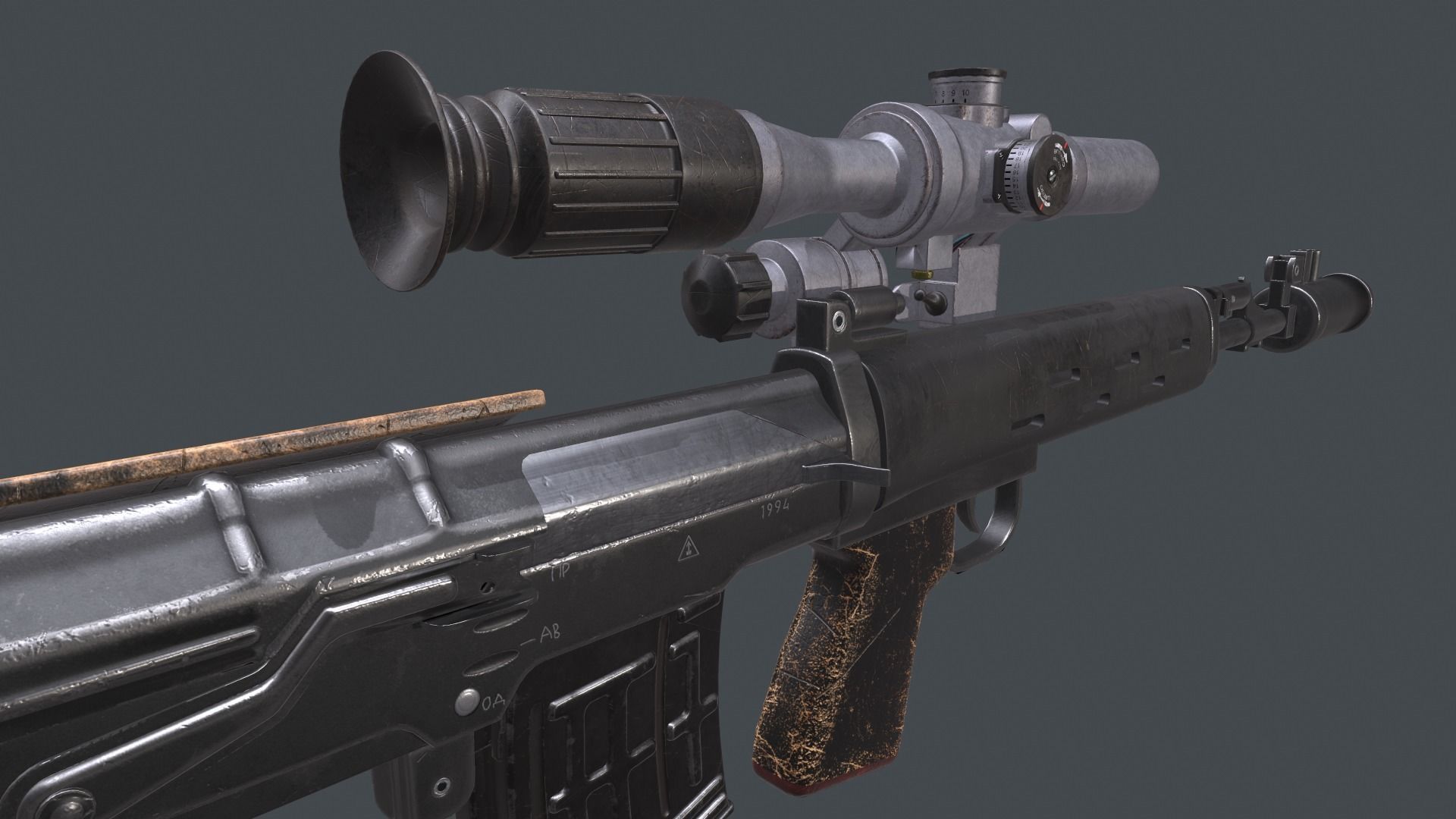 dragunov SVU russian sniper rifle 4K Low-poly 3D model_1