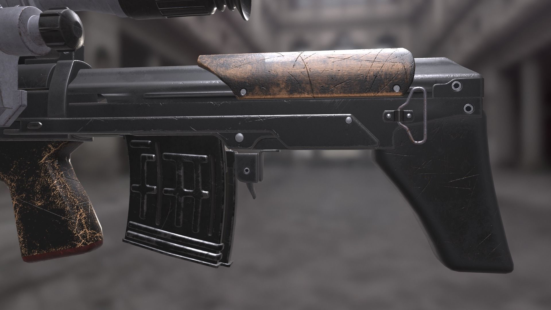 dragunov SVU russian sniper rifle 4K Low-poly 3D model_13