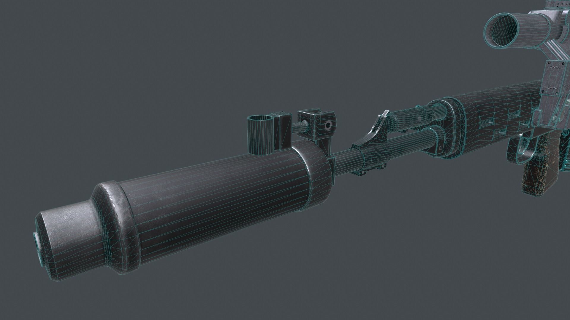 dragunov SVU russian sniper rifle 4K Low-poly 3D model_19