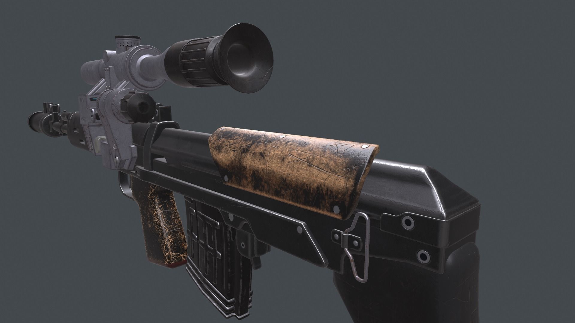 dragunov SVU russian sniper rifle 4K Low-poly 3D model_8