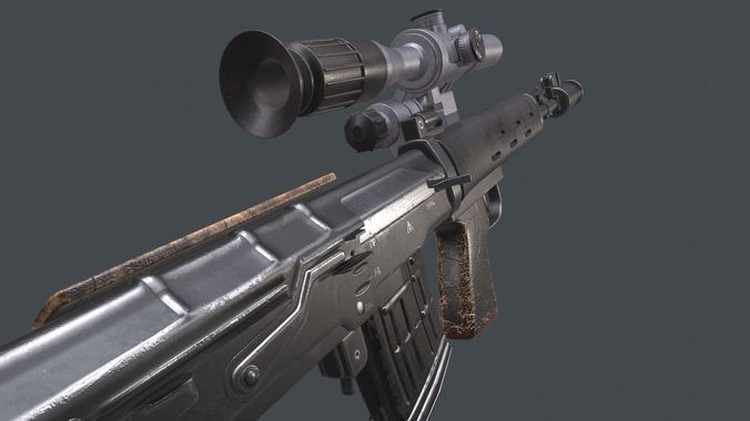dragunov SVU russian sniper rifle 4K Low-poly 3D model