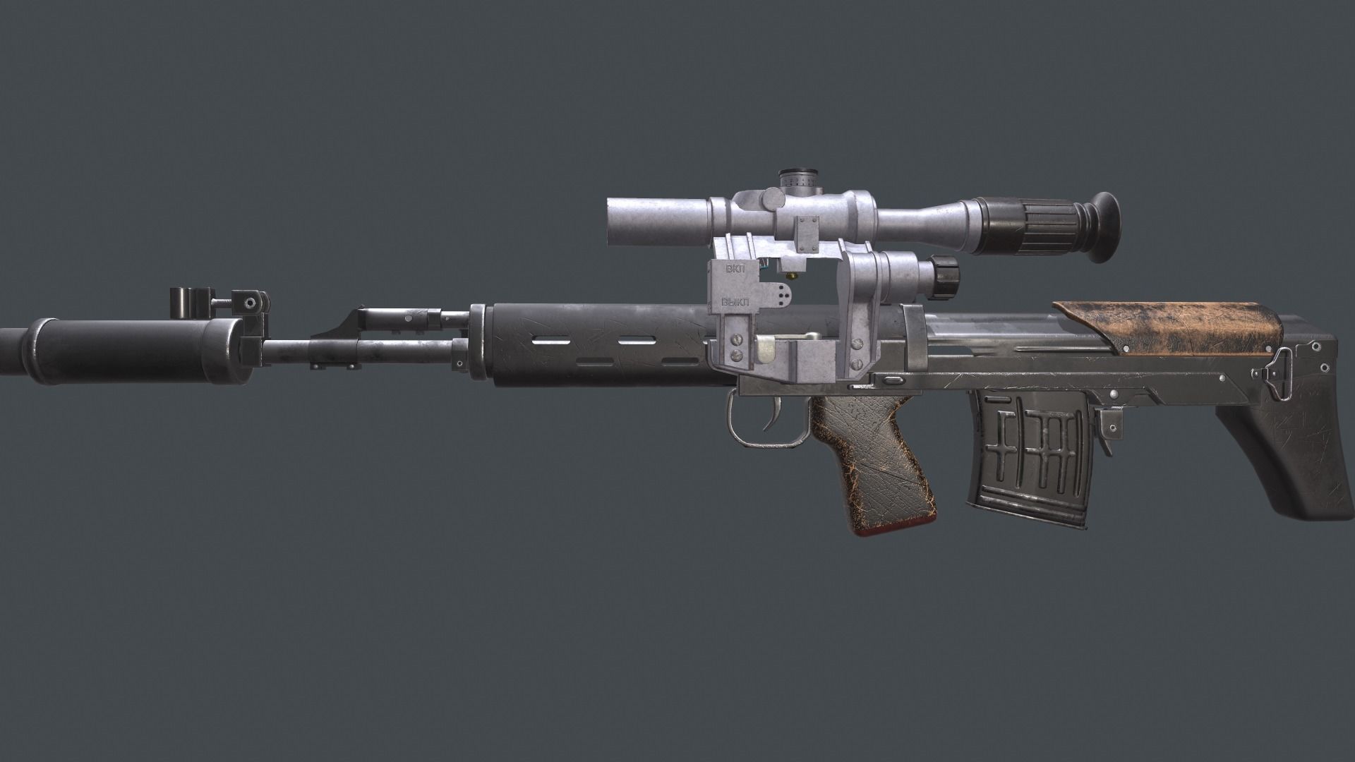 dragunov SVU russian sniper rifle 4K Low-poly 3D model_12
