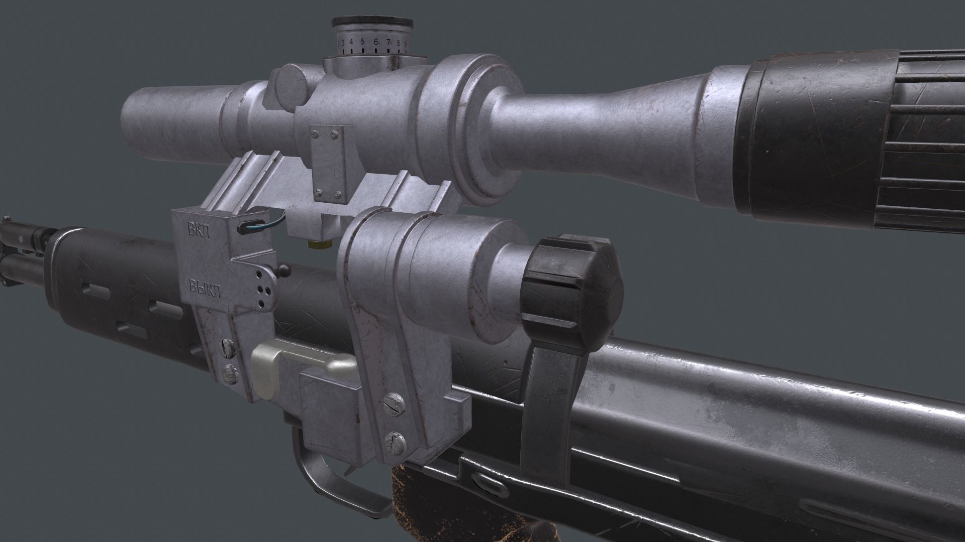 dragunov SVU russian sniper rifle 4K Low-poly 3D model_9