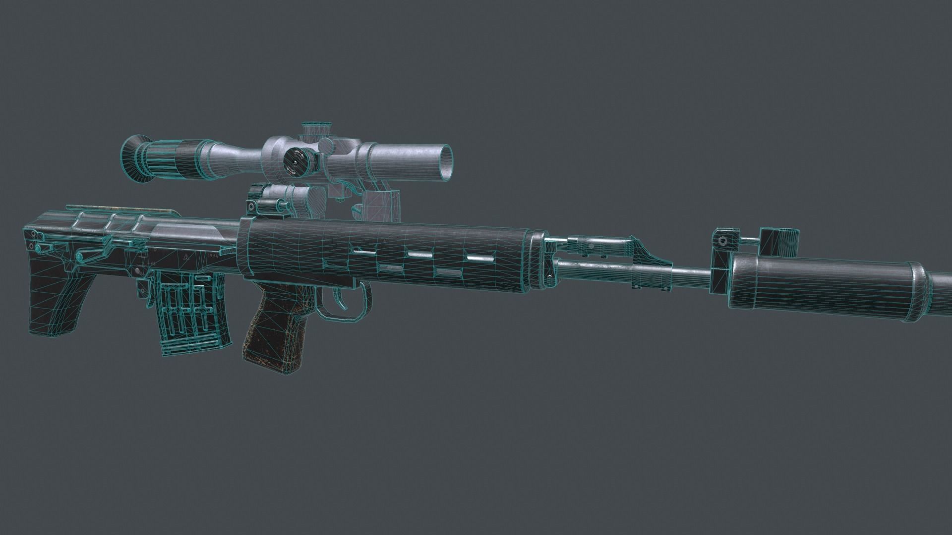 dragunov SVU russian sniper rifle 4K Low-poly 3D model_24