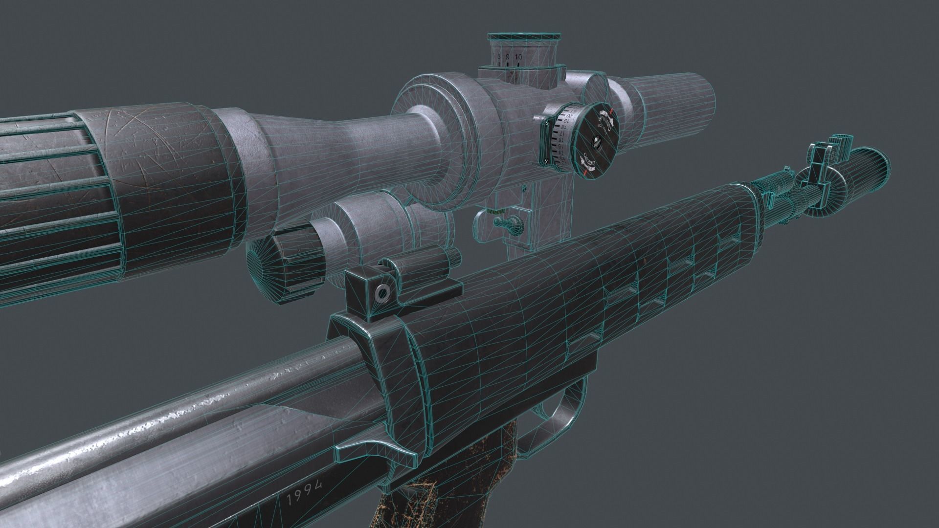 dragunov SVU russian sniper rifle 4K Low-poly 3D model_21