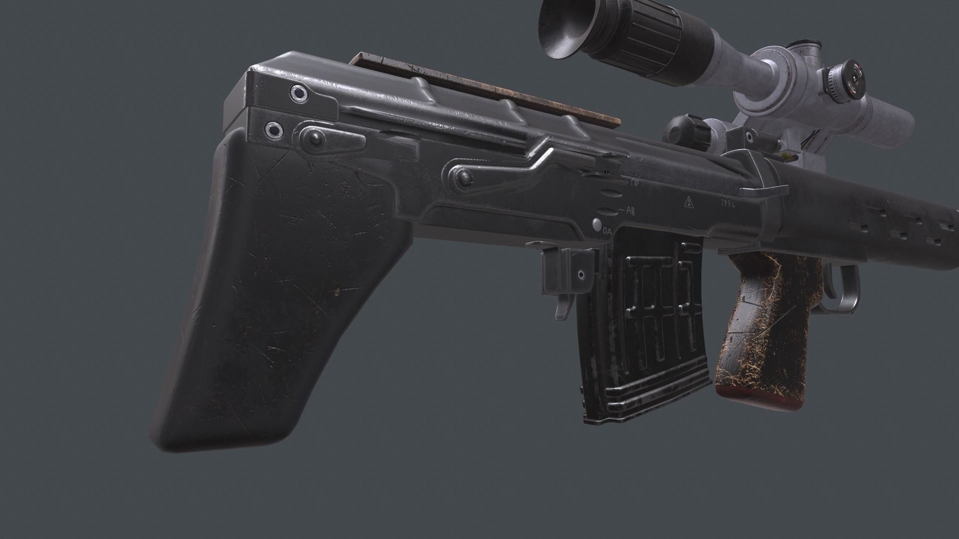 dragunov SVU russian sniper rifle 4K Low-poly 3D model_2