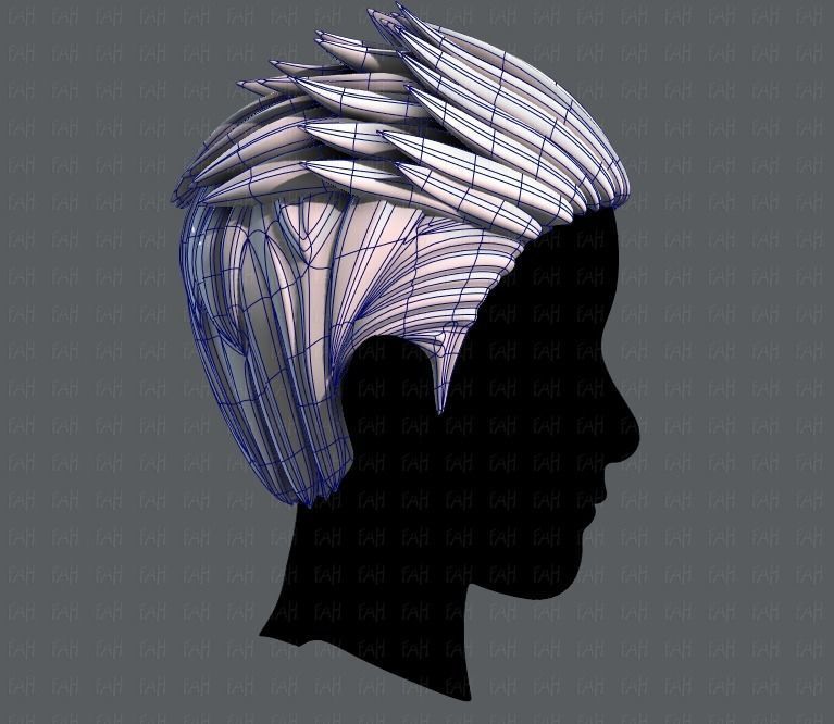 3D Hair style for Man V05 Low-poly 3D model_11