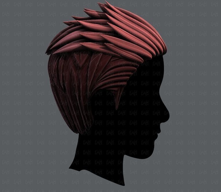 3D Hair style for Man V05 Low-poly 3D model_3