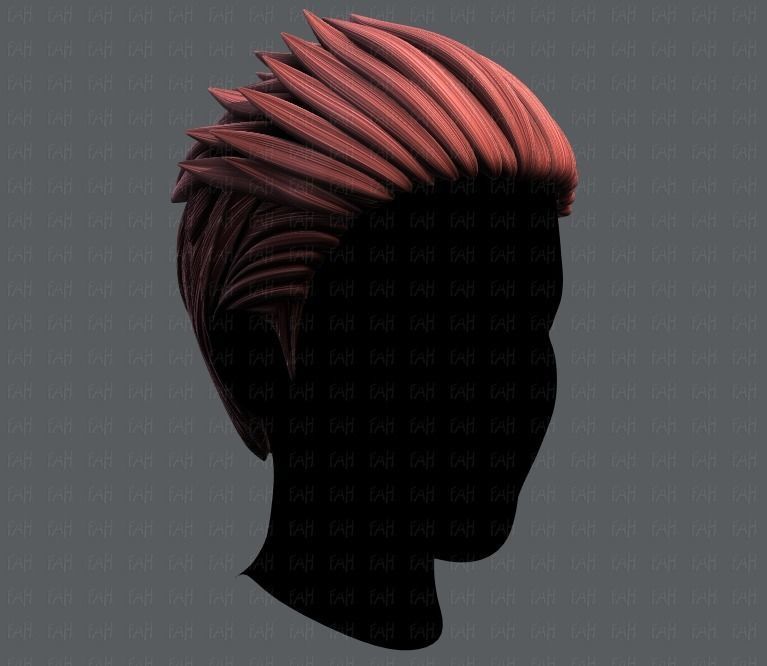 3D Hair style for Man V05 Low-poly 3D model_2