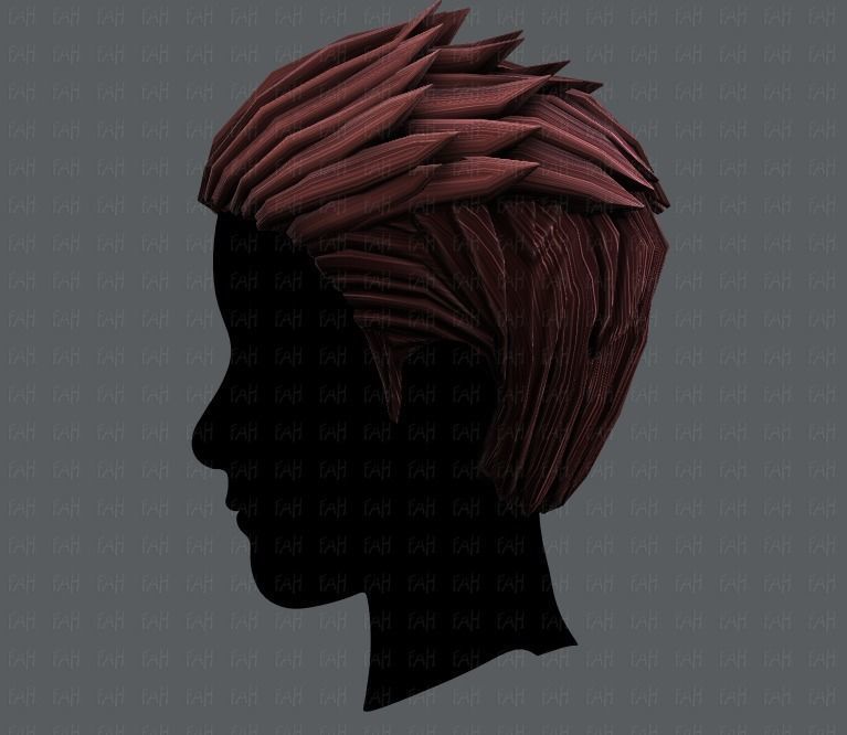 3D Hair style for Man V05 Low-poly 3D model_23