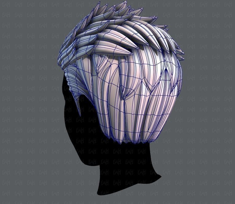 3D Hair style for Man V05 Low-poly 3D model_14